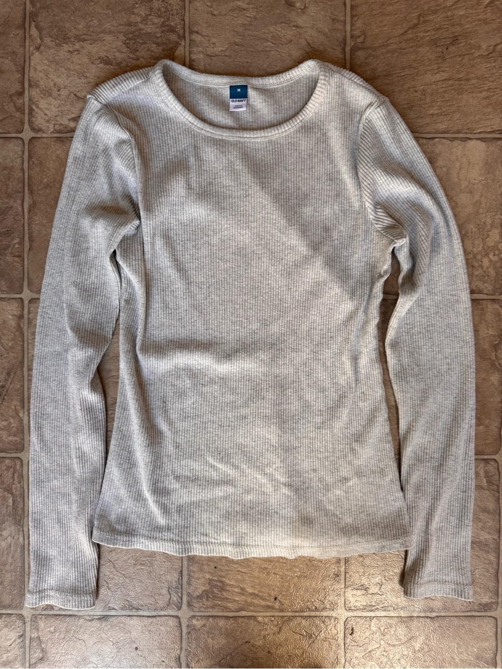 Old Navy Basic Ribbed Long Sleeve Top - Light Heather Gray